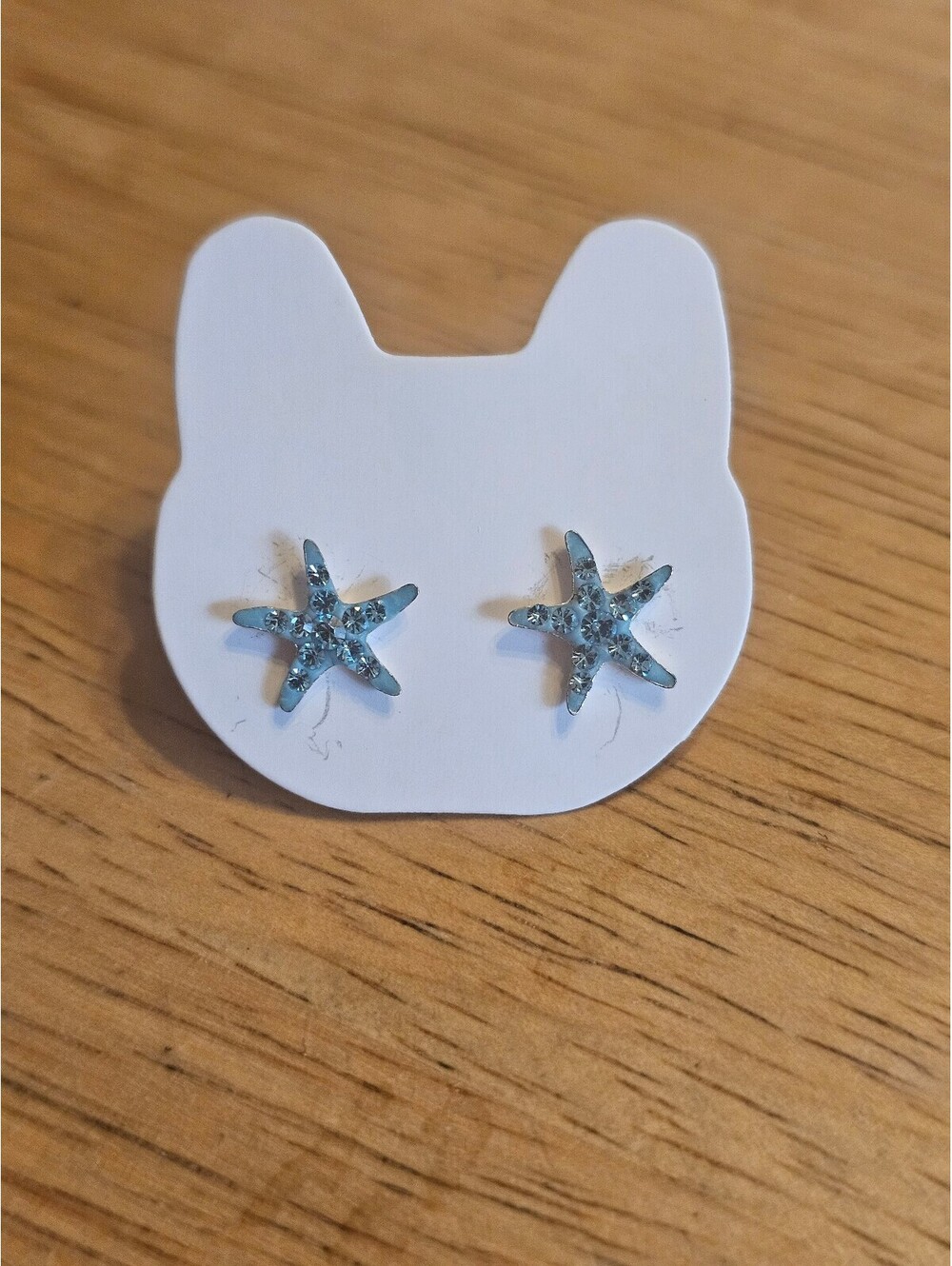 Blue Starfish Glitter Stud Earrings / Sterling Silver